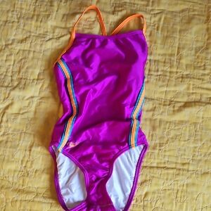 Speedo Pink and Orange One Piece Swimsuit